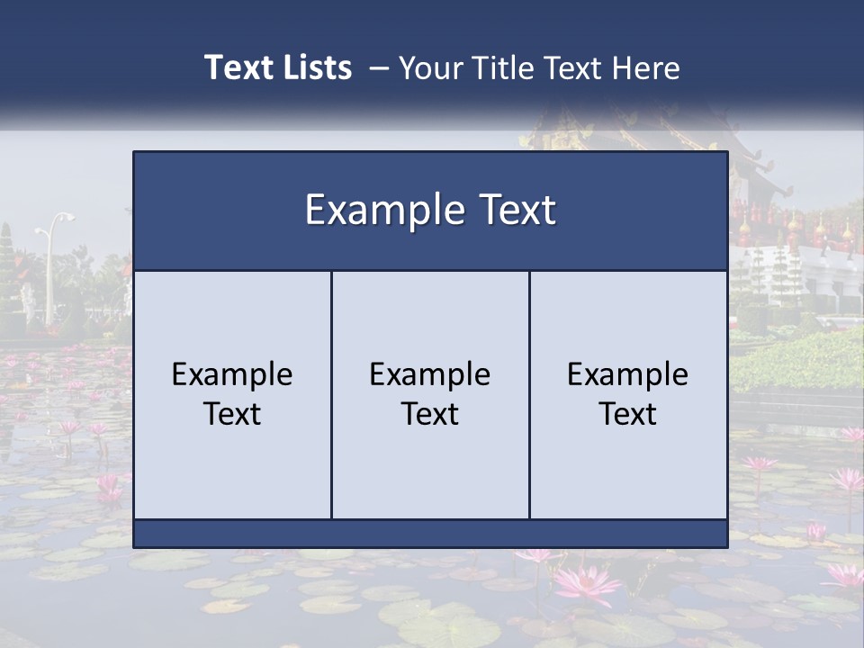 A Large Building With Lots Of Water Lilies In Front Of It PowerPoint Template