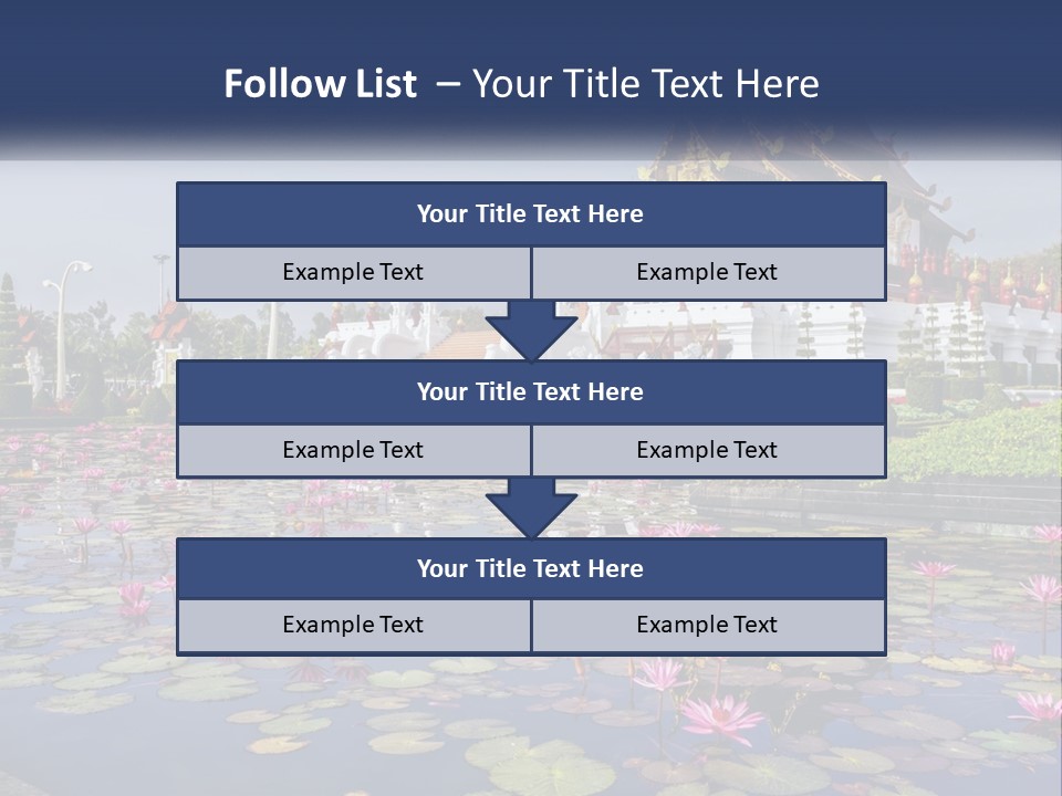 A Large Building With Lots Of Water Lilies In Front Of It PowerPoint Template