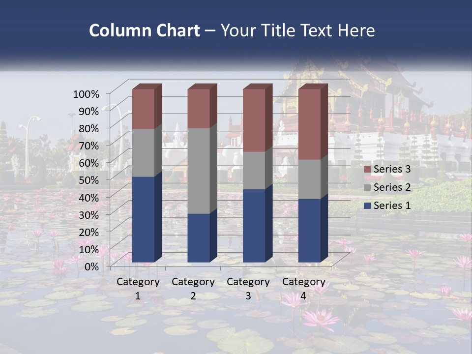 A Large Building With Lots Of Water Lilies In Front Of It PowerPoint Template