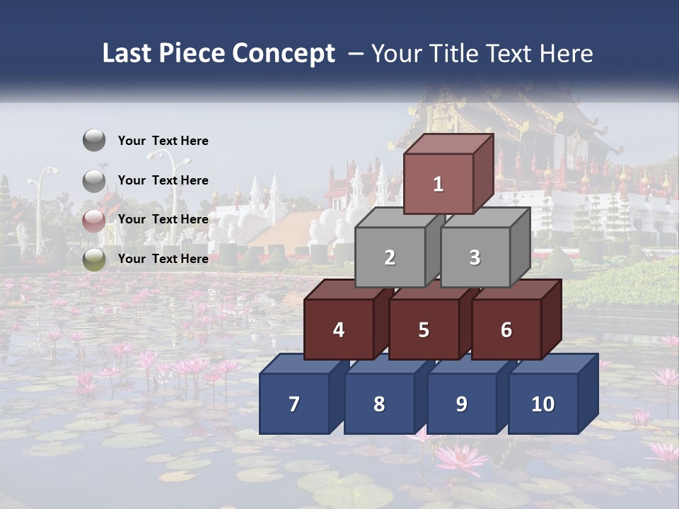 A Large Building With Lots Of Water Lilies In Front Of It PowerPoint Template