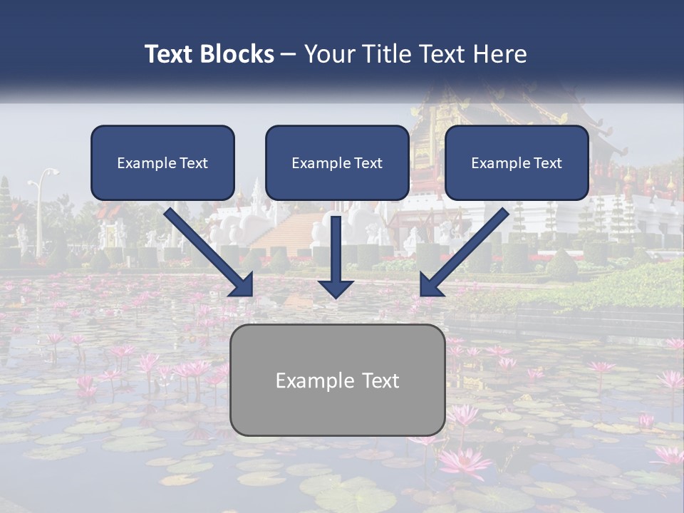 A Large Building With Lots Of Water Lilies In Front Of It PowerPoint Template
