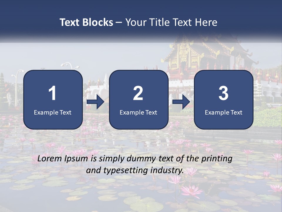 A Large Building With Lots Of Water Lilies In Front Of It PowerPoint Template
