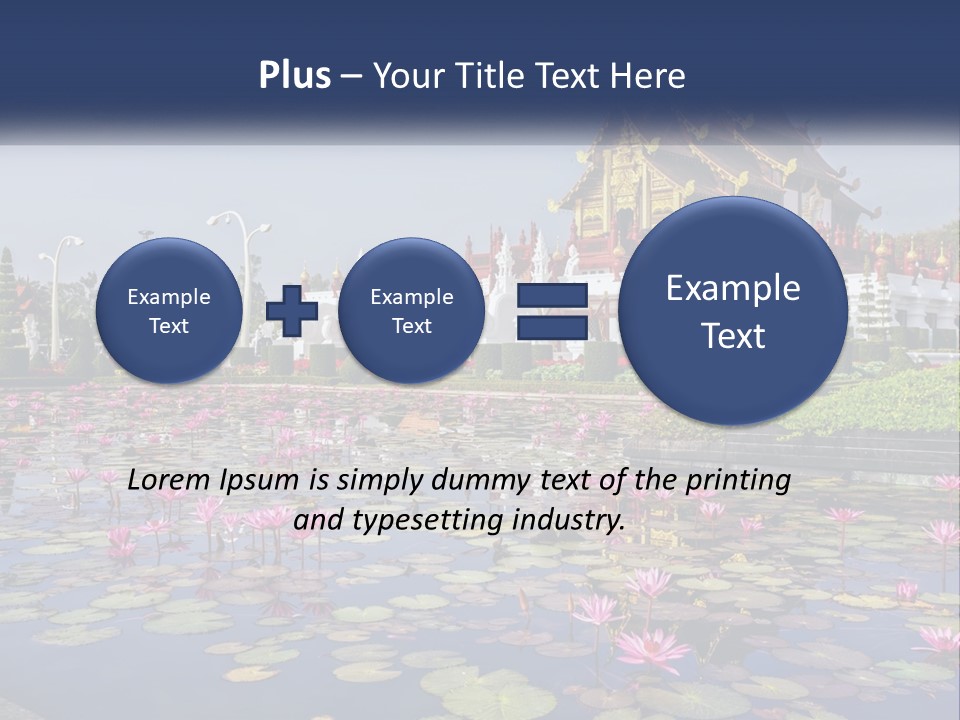 A Large Building With Lots Of Water Lilies In Front Of It PowerPoint Template