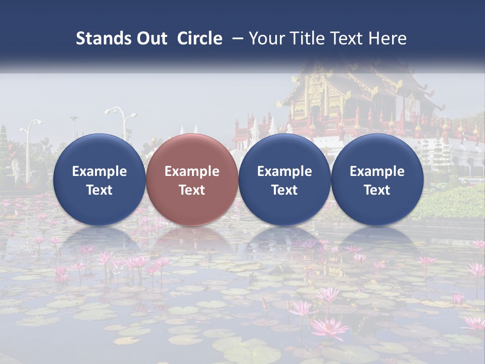 A Large Building With Lots Of Water Lilies In Front Of It PowerPoint Template