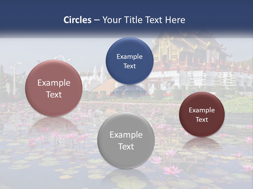 A Large Building With Lots Of Water Lilies In Front Of It PowerPoint Template
