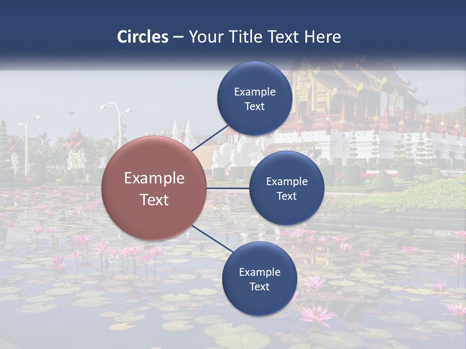 A Large Building With Lots Of Water Lilies In Front Of It PowerPoint Template