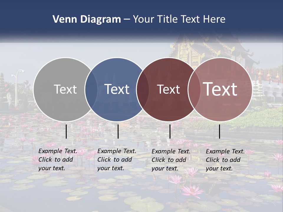 A Large Building With Lots Of Water Lilies In Front Of It PowerPoint Template