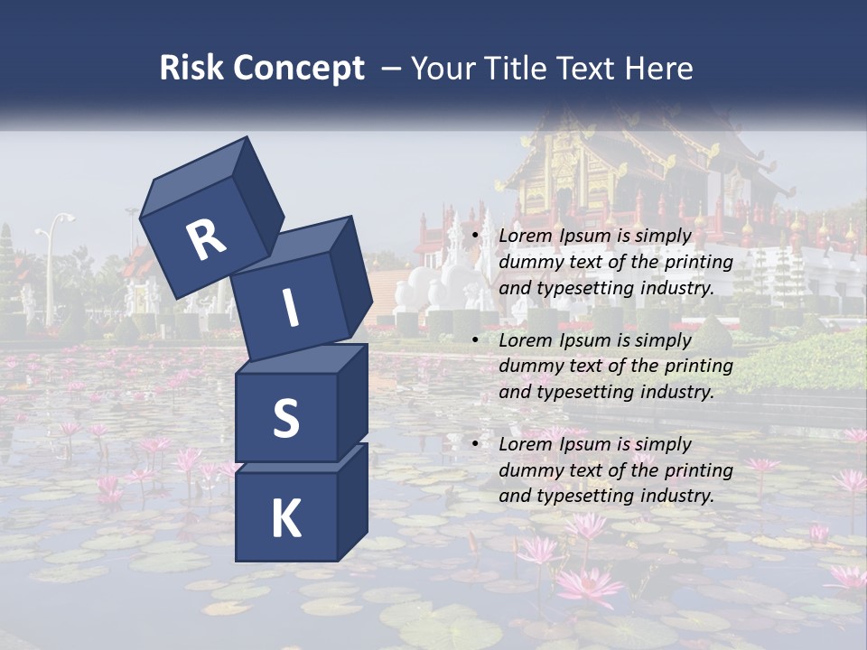 A Large Building With Lots Of Water Lilies In Front Of It PowerPoint Template