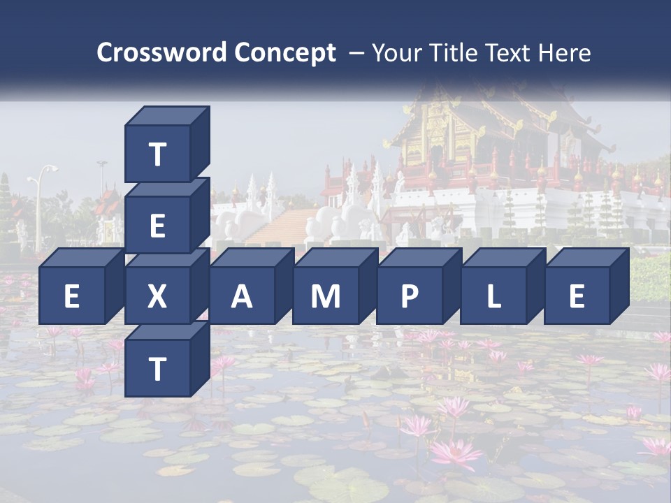 A Large Building With Lots Of Water Lilies In Front Of It PowerPoint Template
