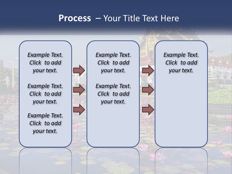 A Large Building With Lots Of Water Lilies In Front Of It PowerPoint Template