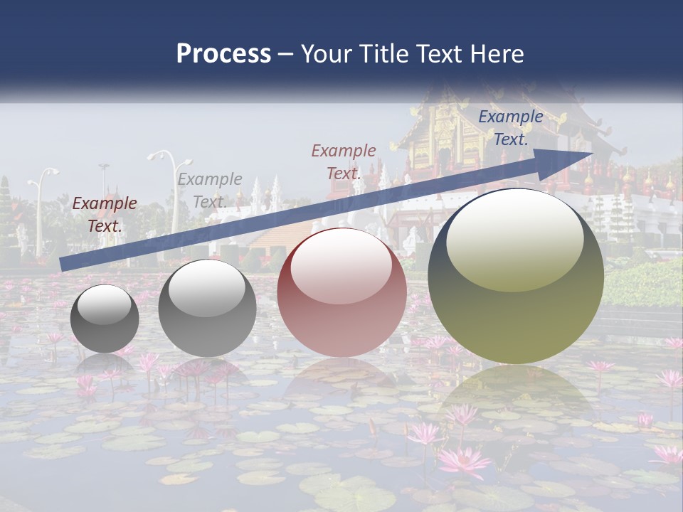 A Large Building With Lots Of Water Lilies In Front Of It PowerPoint Template