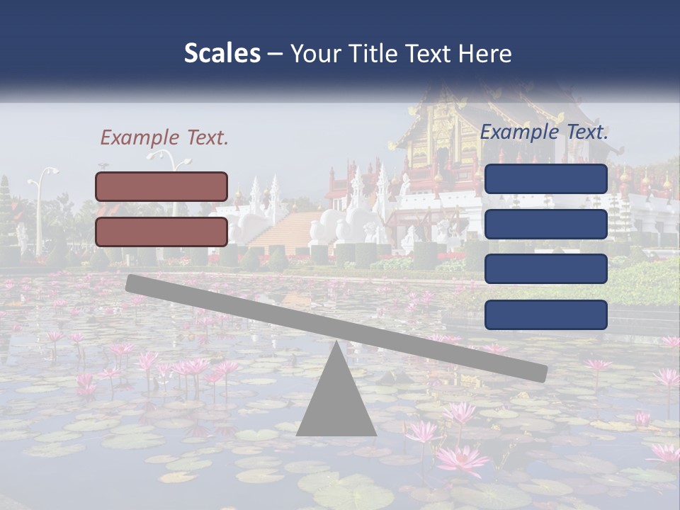 A Large Building With Lots Of Water Lilies In Front Of It PowerPoint Template