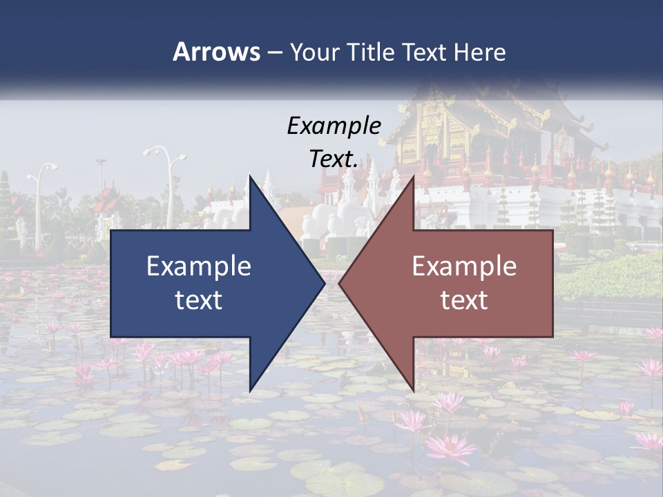 A Large Building With Lots Of Water Lilies In Front Of It PowerPoint Template
