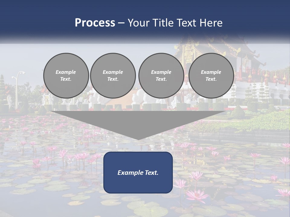 A Large Building With Lots Of Water Lilies In Front Of It PowerPoint Template
