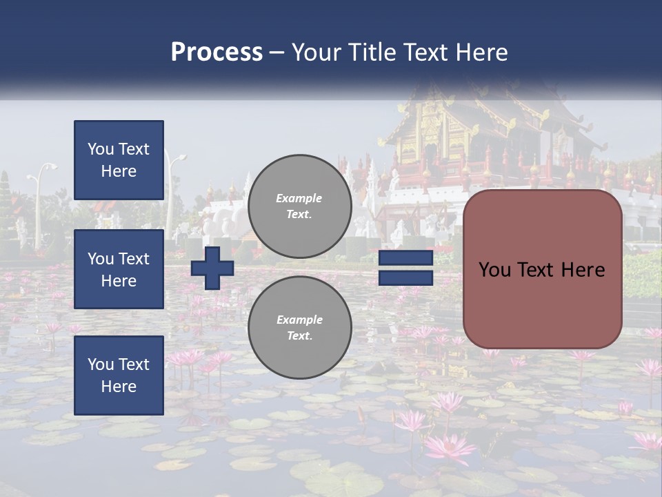 A Large Building With Lots Of Water Lilies In Front Of It PowerPoint Template