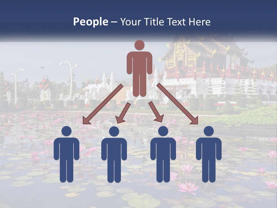 A Large Building With Lots Of Water Lilies In Front Of It PowerPoint Template