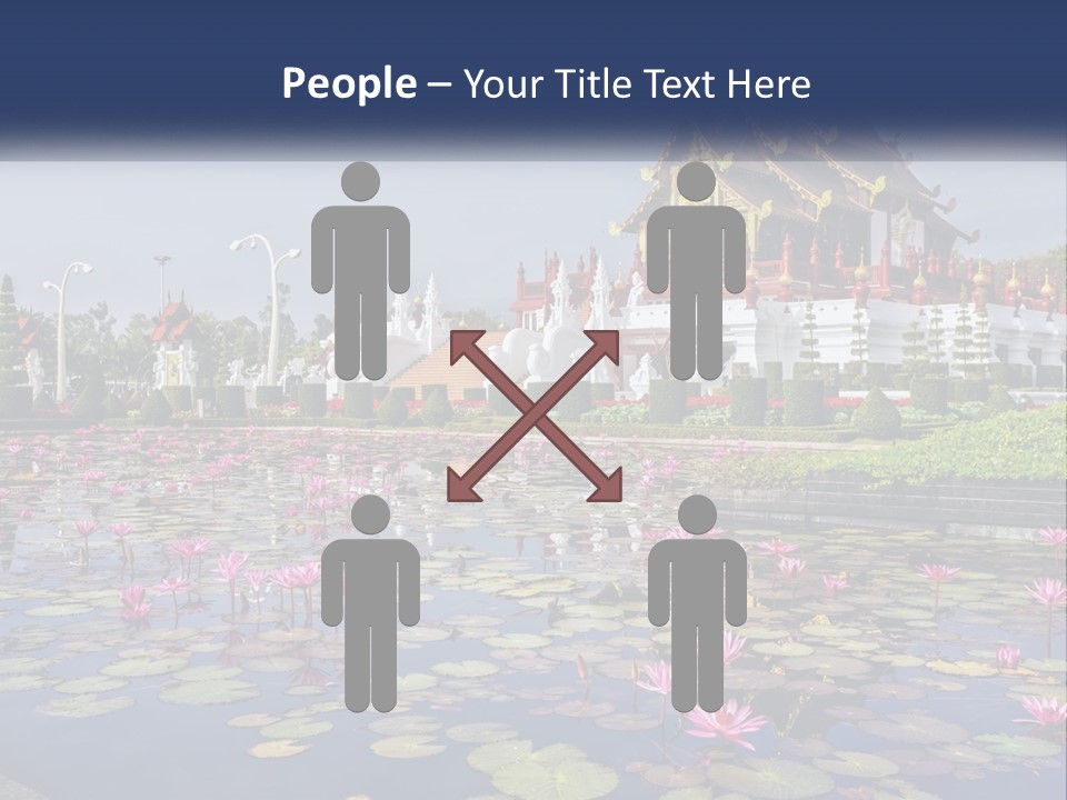 A Large Building With Lots Of Water Lilies In Front Of It PowerPoint Template
