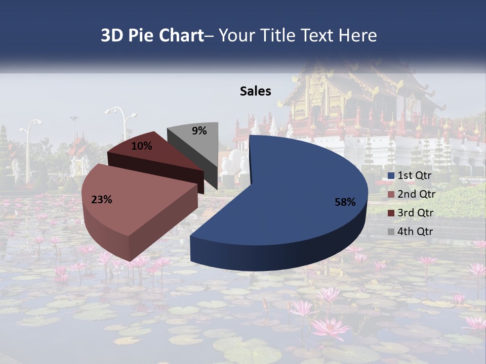 A Large Building With Lots Of Water Lilies In Front Of It PowerPoint Template