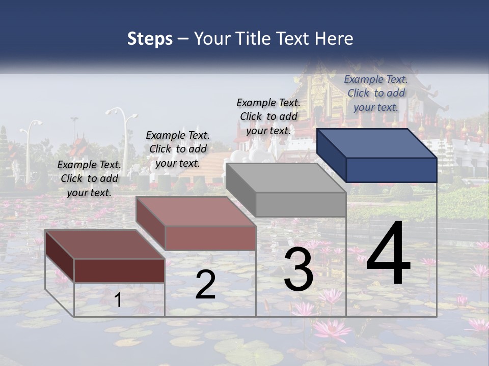 A Large Building With Lots Of Water Lilies In Front Of It PowerPoint Template