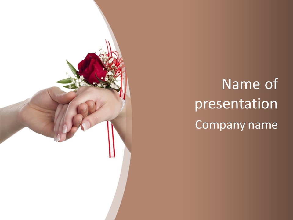 Two Hands Holding A Red Rose Powerpoint Template PowerPoint Template