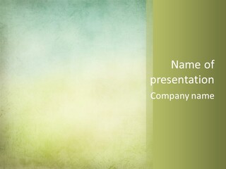 A Green And Yellow Background With The Words Name Of Presentation Company Name PowerPoint Template