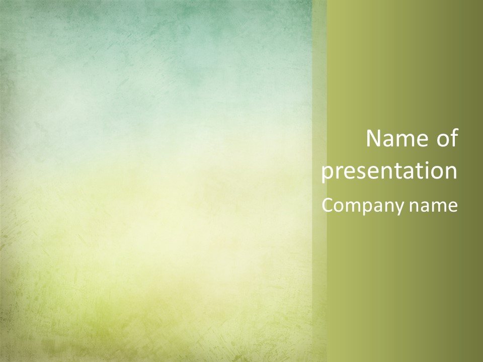 A Green And Yellow Background With The Words Name Of Presentation Company Name PowerPoint Template