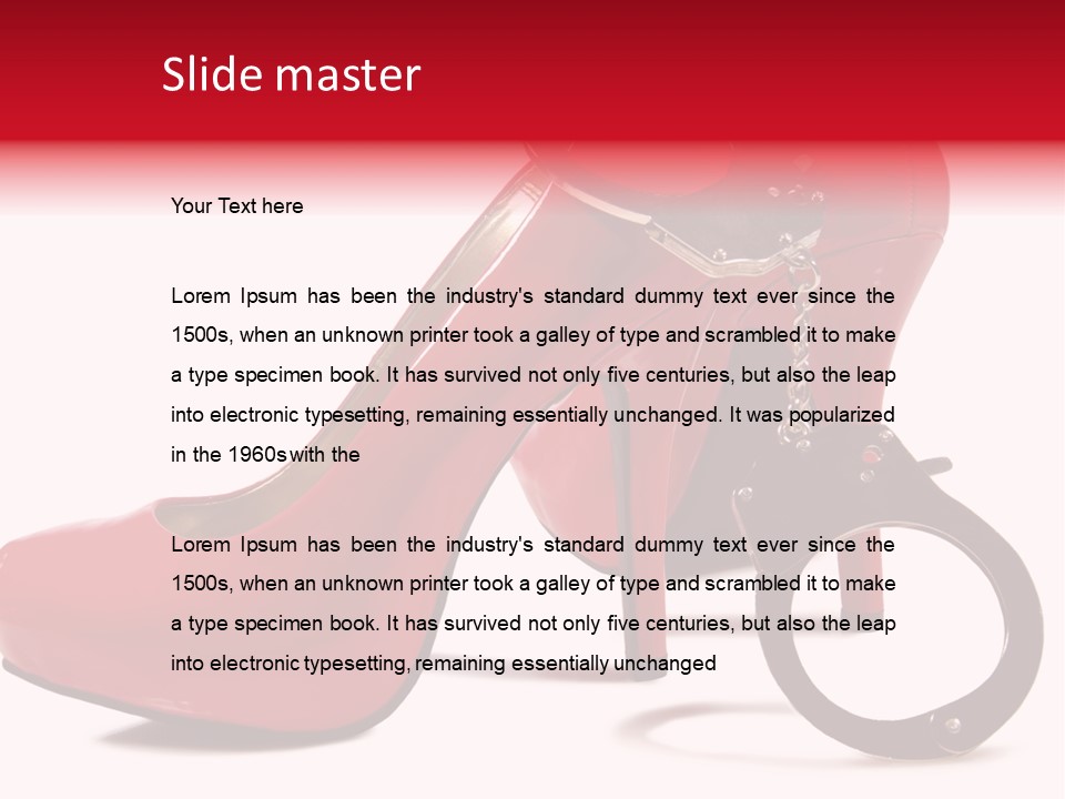 A Red High Heeled Shoe With A Gun On The Ankle PowerPoint Template