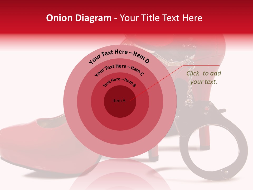 A Red High Heeled Shoe With A Gun On The Ankle PowerPoint Template