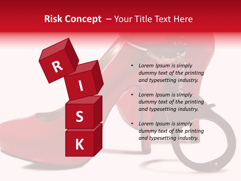 A Red High Heeled Shoe With A Gun On The Ankle PowerPoint Template