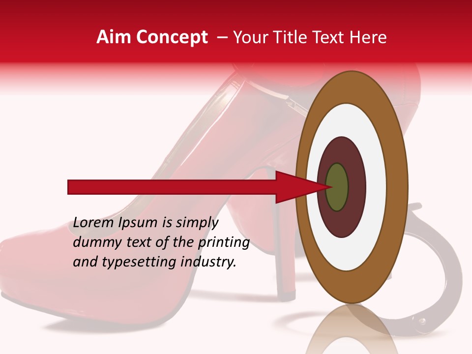 A Red High Heeled Shoe With A Gun On The Ankle PowerPoint Template