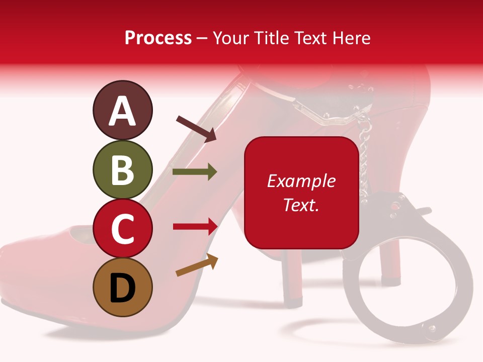 A Red High Heeled Shoe With A Gun On The Ankle PowerPoint Template