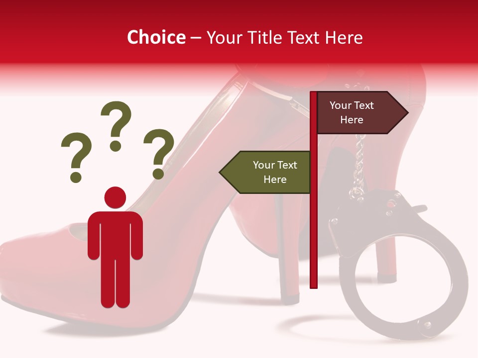 A Red High Heeled Shoe With A Gun On The Ankle PowerPoint Template