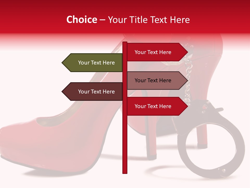 A Red High Heeled Shoe With A Gun On The Ankle PowerPoint Template