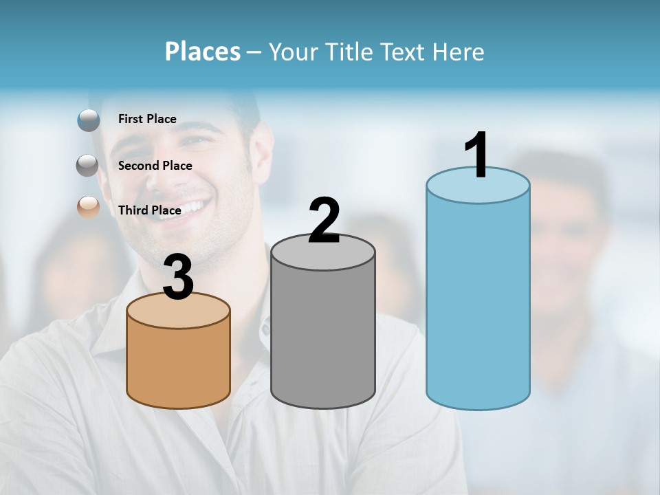 A Man Smiling In Front Of A Group Of People PowerPoint Template