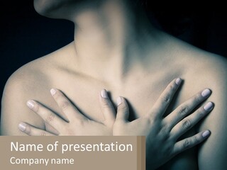 A Woman With Her Hands On Her Chest PowerPoint Template