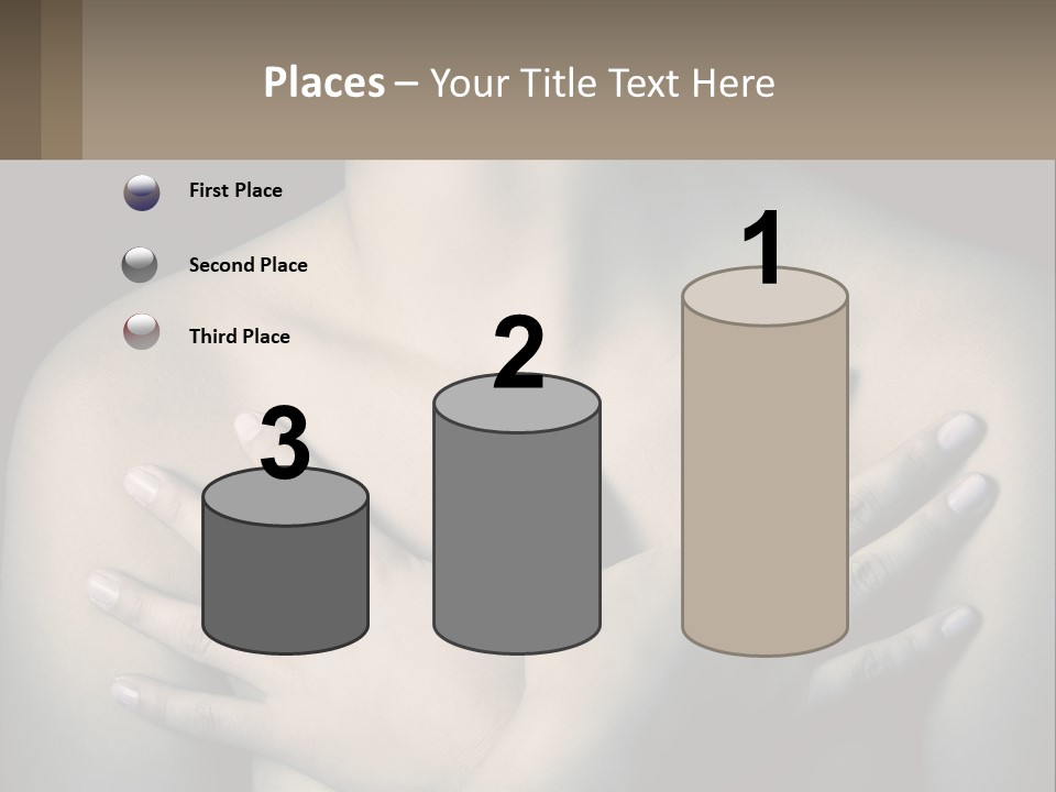 A Woman With Her Hands On Her Chest PowerPoint Template