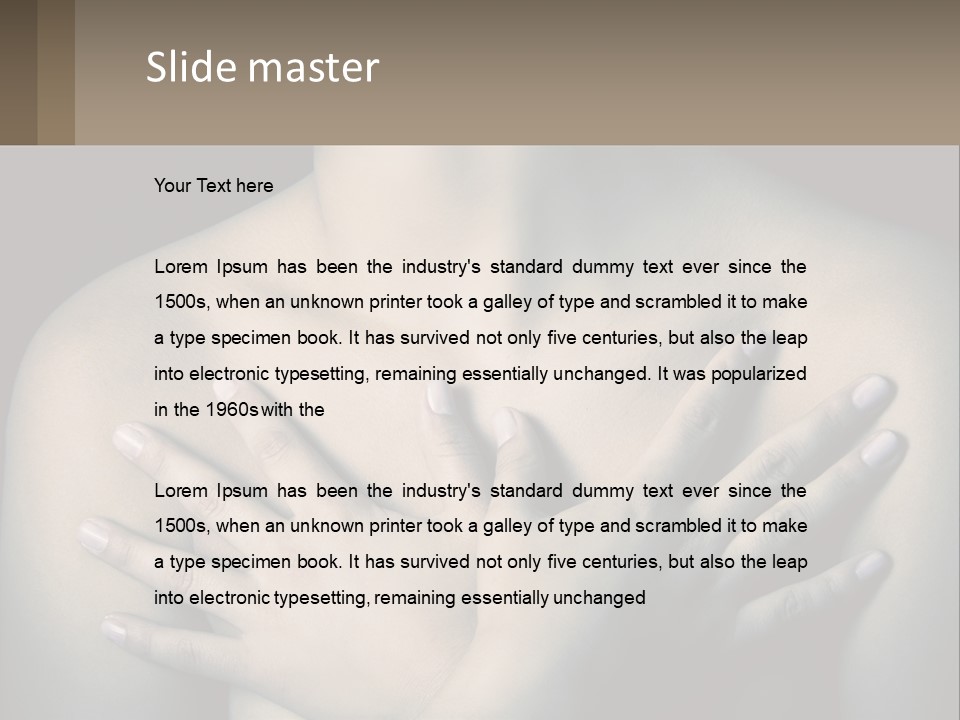 A Woman With Her Hands On Her Chest PowerPoint Template