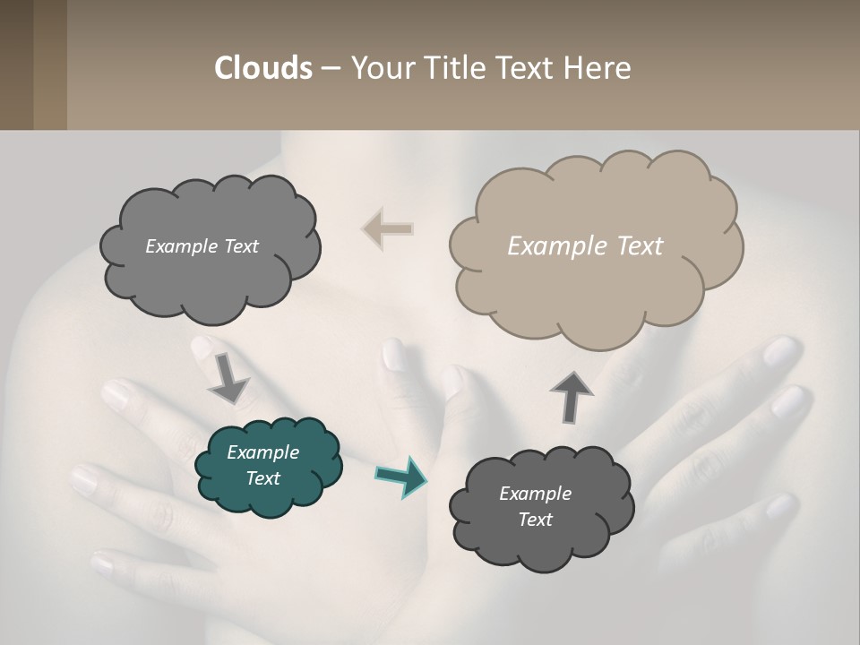A Woman With Her Hands On Her Chest PowerPoint Template
