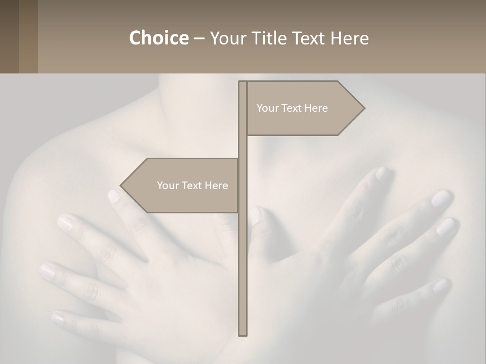 A Woman With Her Hands On Her Chest PowerPoint Template