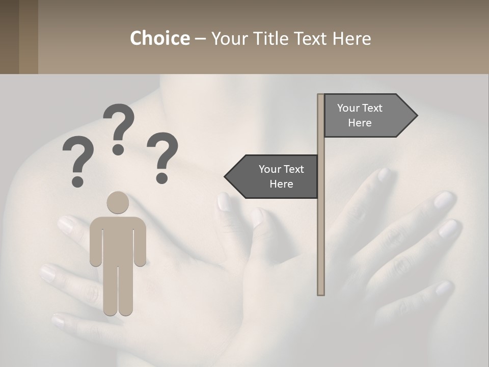 A Woman With Her Hands On Her Chest PowerPoint Template
