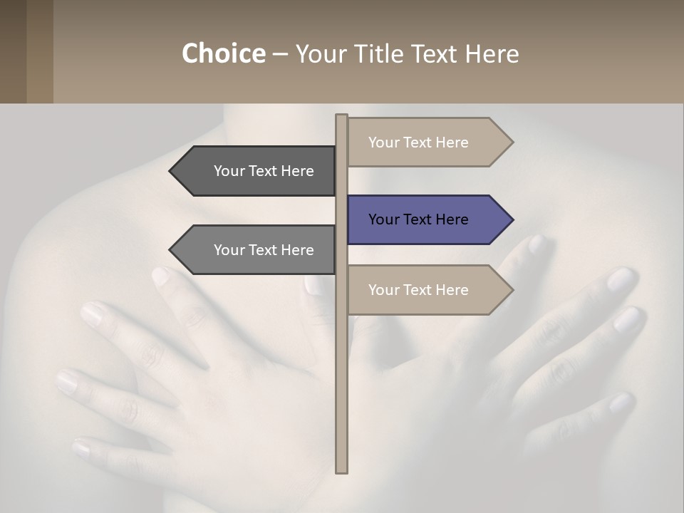 A Woman With Her Hands On Her Chest PowerPoint Template