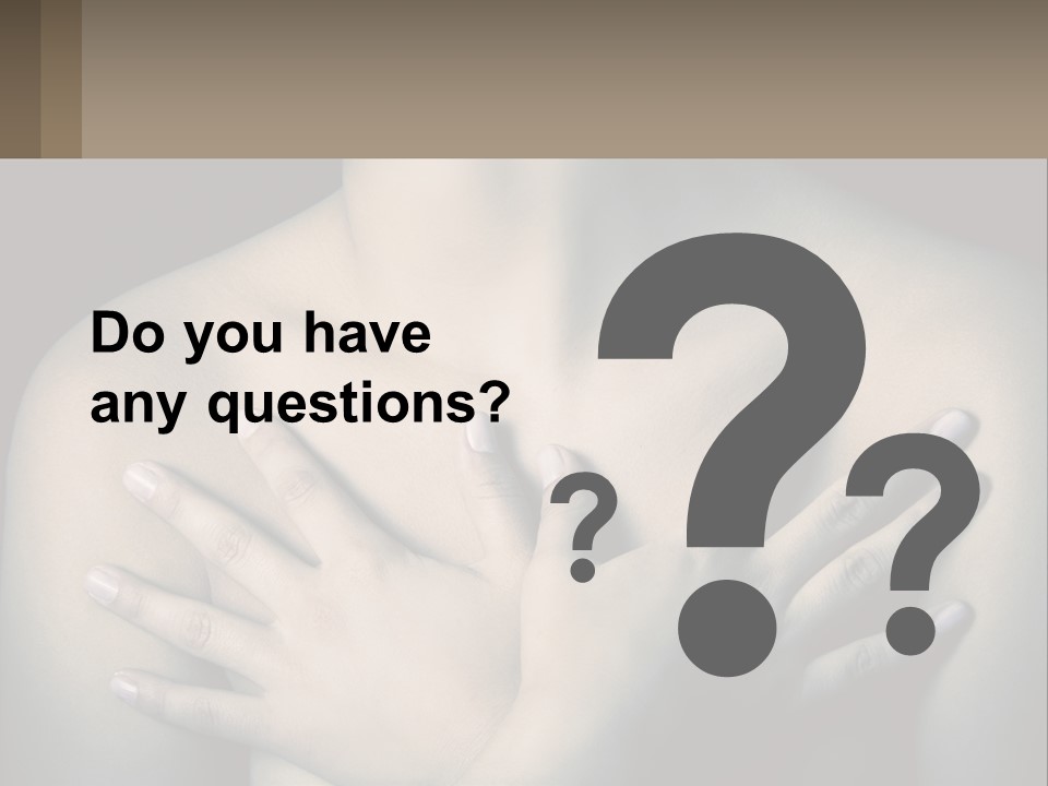 A Woman With Her Hands On Her Chest PowerPoint Template