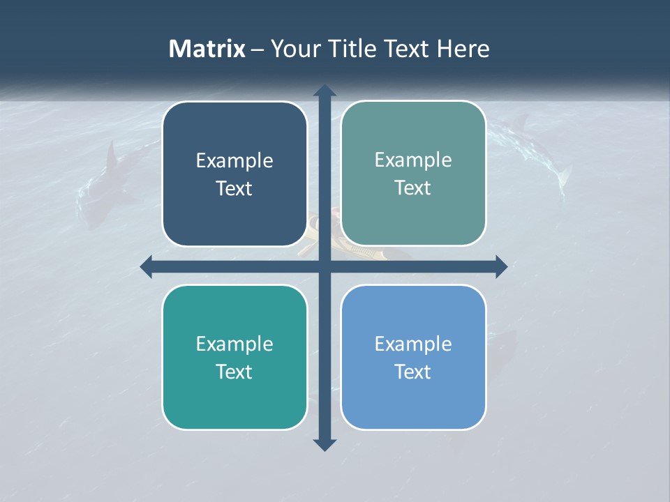 A Man In A Kayak Surrounded By Sharks PowerPoint Template