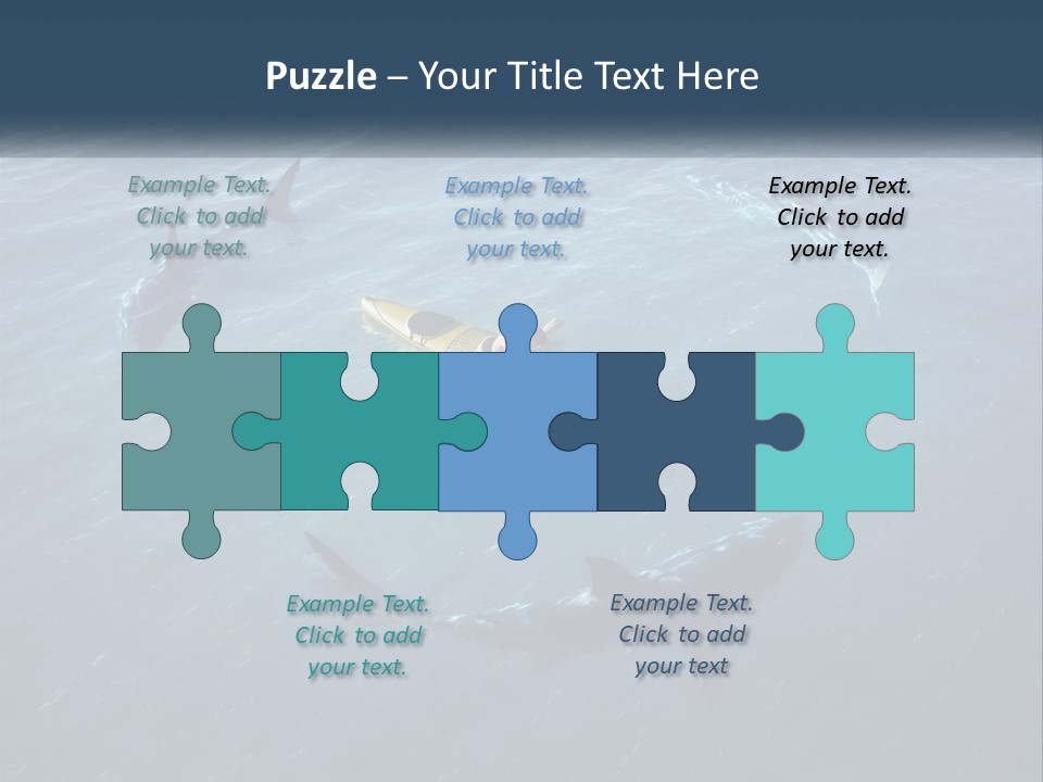 A Man In A Kayak Surrounded By Sharks PowerPoint Template