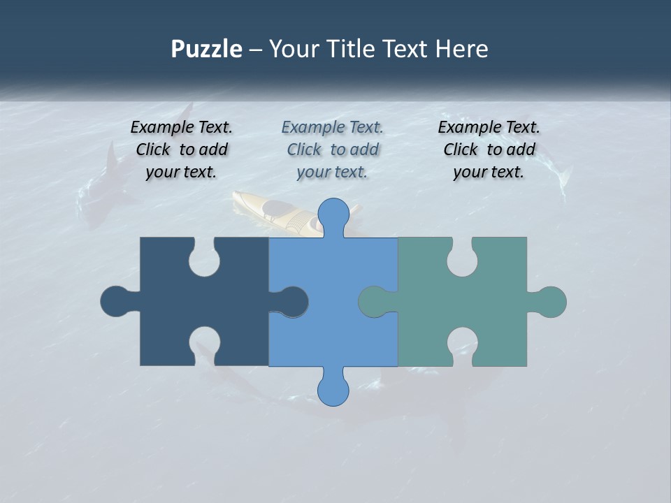 A Man In A Kayak Surrounded By Sharks PowerPoint Template