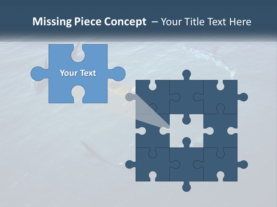 A Man In A Kayak Surrounded By Sharks PowerPoint Template