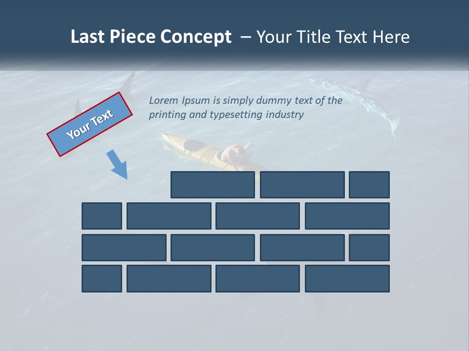 A Man In A Kayak Surrounded By Sharks PowerPoint Template