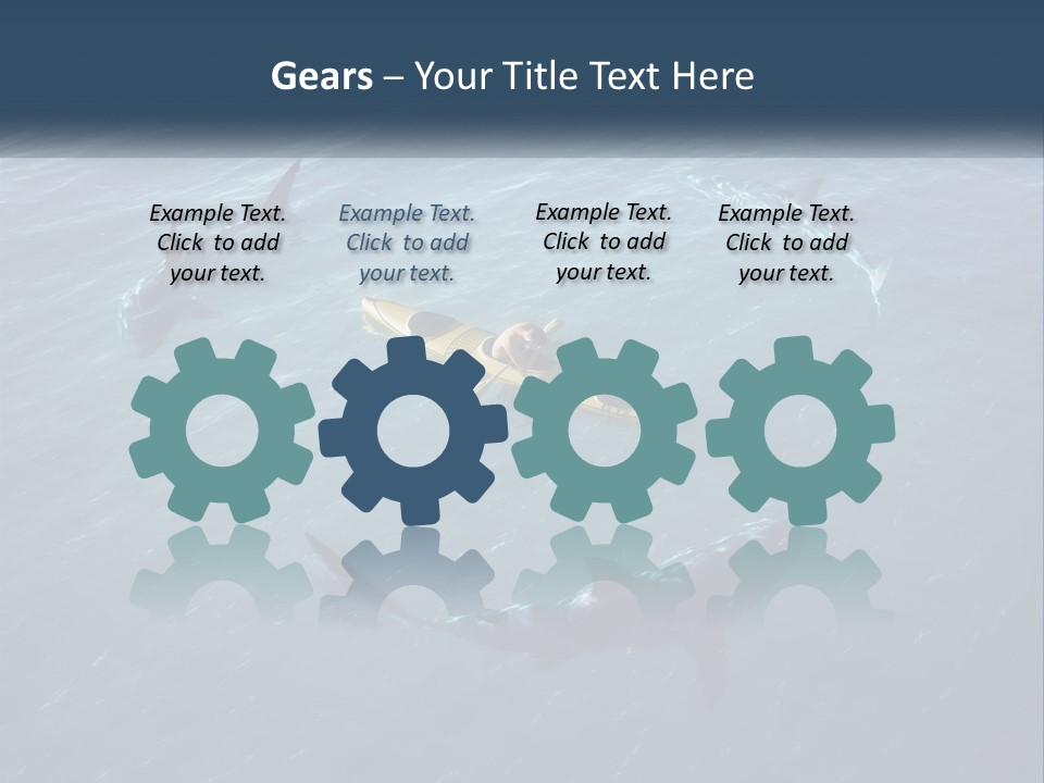 A Man In A Kayak Surrounded By Sharks PowerPoint Template