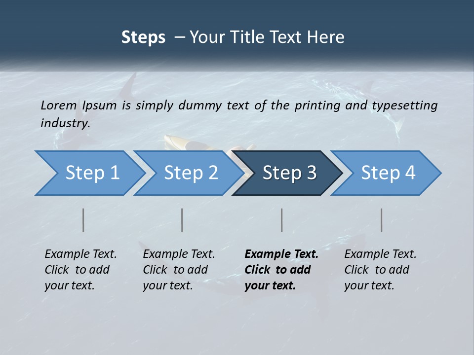 A Man In A Kayak Surrounded By Sharks PowerPoint Template