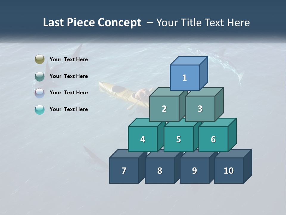 A Man In A Kayak Surrounded By Sharks PowerPoint Template